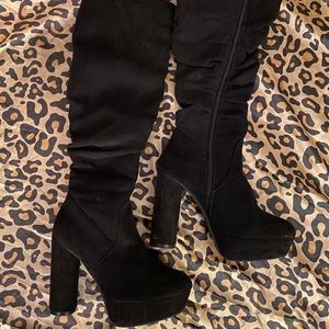 Suede Knee High Platform Boots